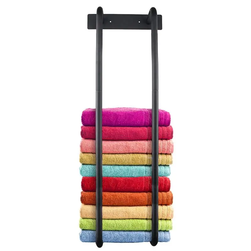 

Towel Rack For Rolled Towels Double Bars Organizer Towel Shelf Iron Decor Large Capacity Anti Rust No Drilling Towel Holder For