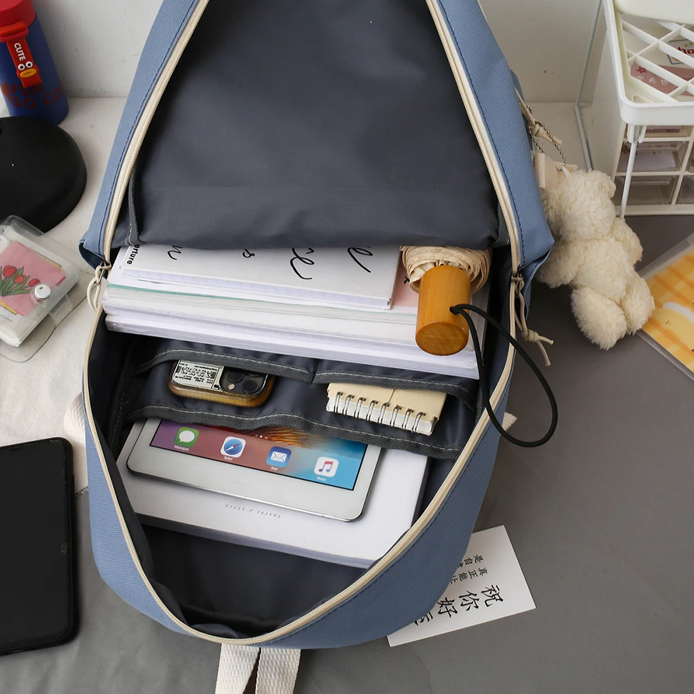 5 Pcs Set Kawaii Girls Backpack For Student School Bag Teenager Girls Schoolbag Book Bags Pencil Case Women Travel Backpack Tote 5
