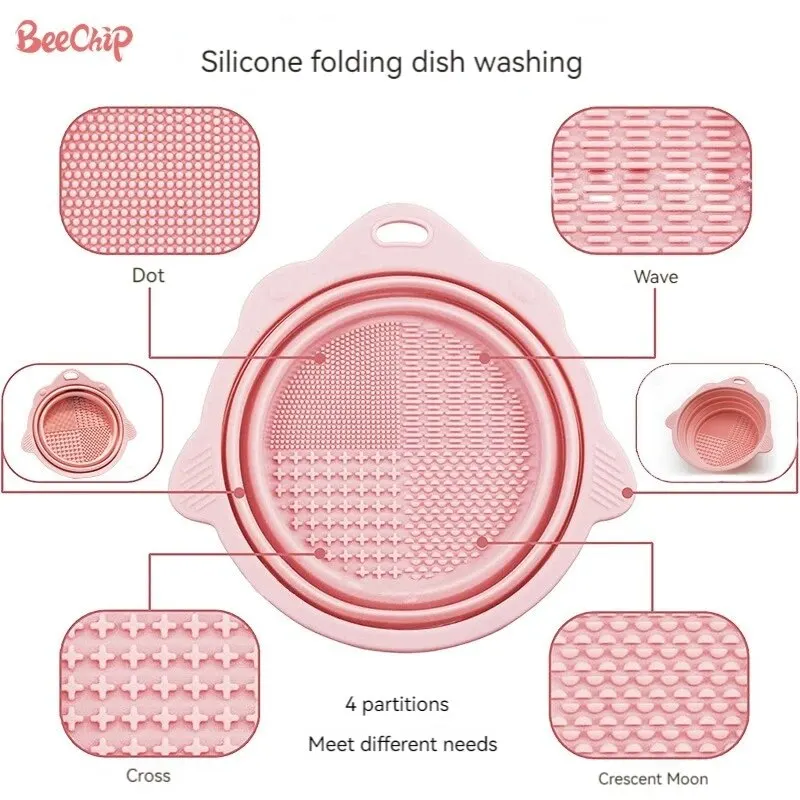 Makeup Brush Cleaner Cleaning Bowl Brush Tool Set Wet & Dry Powder Puff Dry Cleaner
