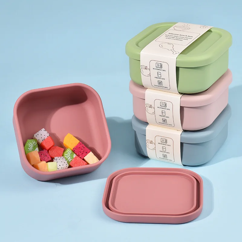 New Sealed Silicone Lunch Box Outdoor Microwave Oven Summer Silicone Food Storage&Keeping Fresh Children'S Snack Portable Bento