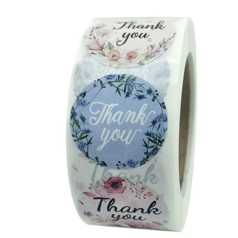 Thank you stickers 500pcs Roll Round Floral Multicolor Envelopes Cute Closure Wedding Decoration