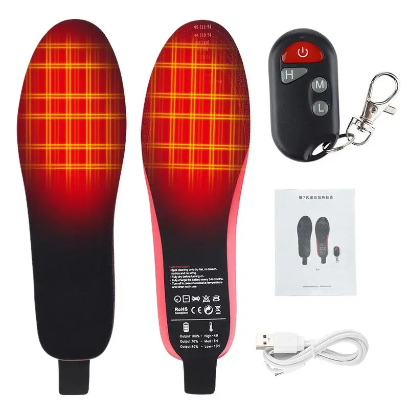 

Electric Foot Warmer Remote Control Rechargeable Heating Insole Adjustable Temperature Heated Shoe Insoles For Skiing Hunting