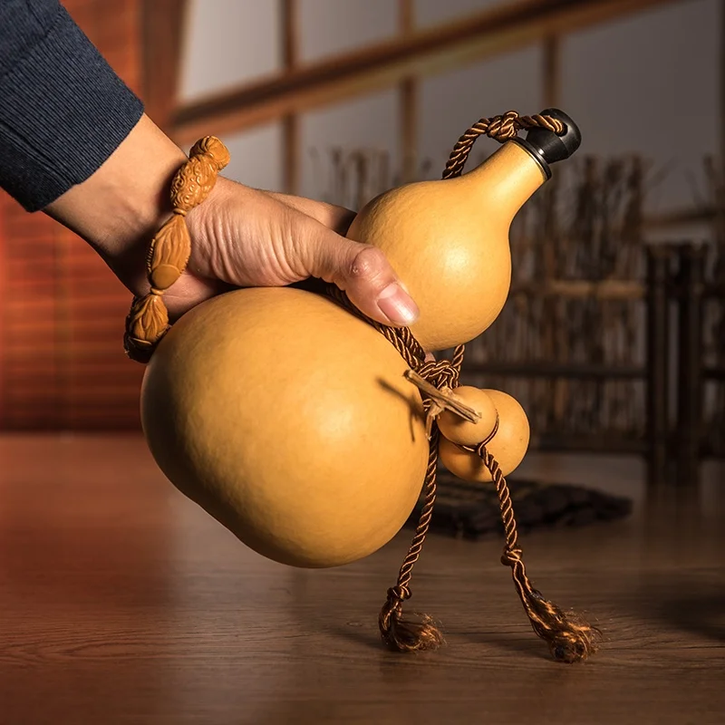 천연 조롱박 공예 수제 주류 용기 홈 장식 크리 에이 티브 물병 플라곤 아트웍 나무 공예 세련된 장식품