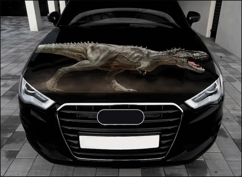 

Dinosaur Car Hood Wrap Full Color Vinyl Decal Reptile Sticker