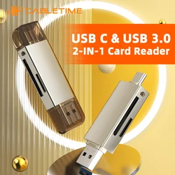 CABLETIME SD TF USB 3.0 Card Reader 5Gbps Fast Transmission Aluminum for Laptop Accessories Macbook Matebook C424