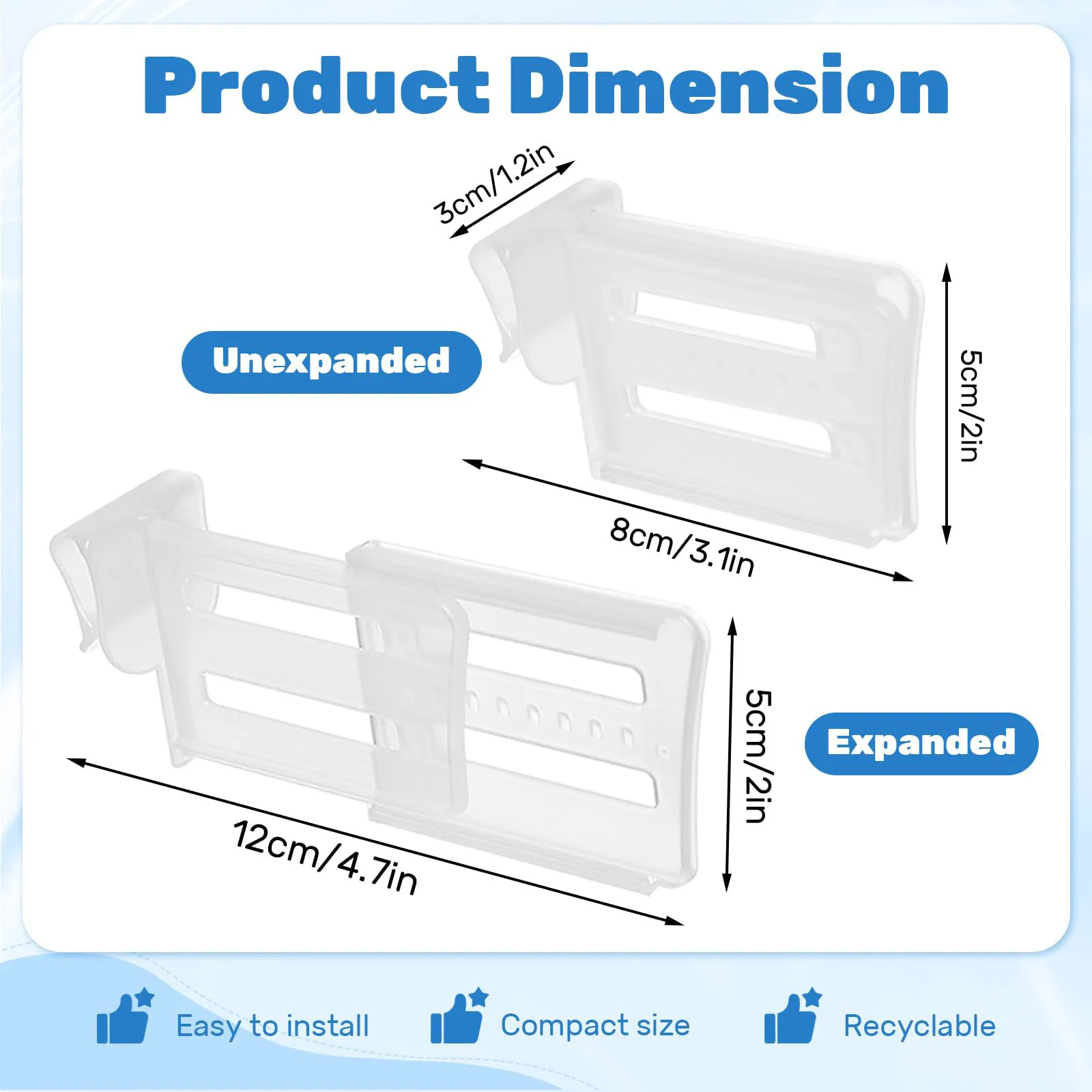 Refrigerator Dividers Clip,Adjustable Plastic Organizer Tools,Fridge Door Retractable Snap-on Space Separators Kitchen Storage - 2