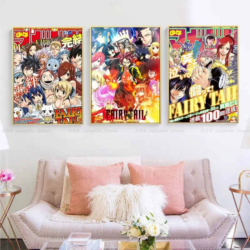 

Anime Fairy Tail Poster Anime Posters Sticky Waterproof Paper Sticker Coffee House Bar Kawaii Room Decor