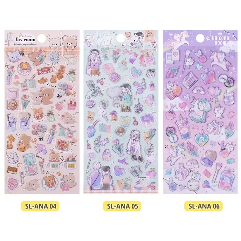 1 Pcs Jelly Candy Color Scrapbook Journal 3D Sticker Cute Animal Bunny Ghost Penguin Stationery Sticker DIY Decor