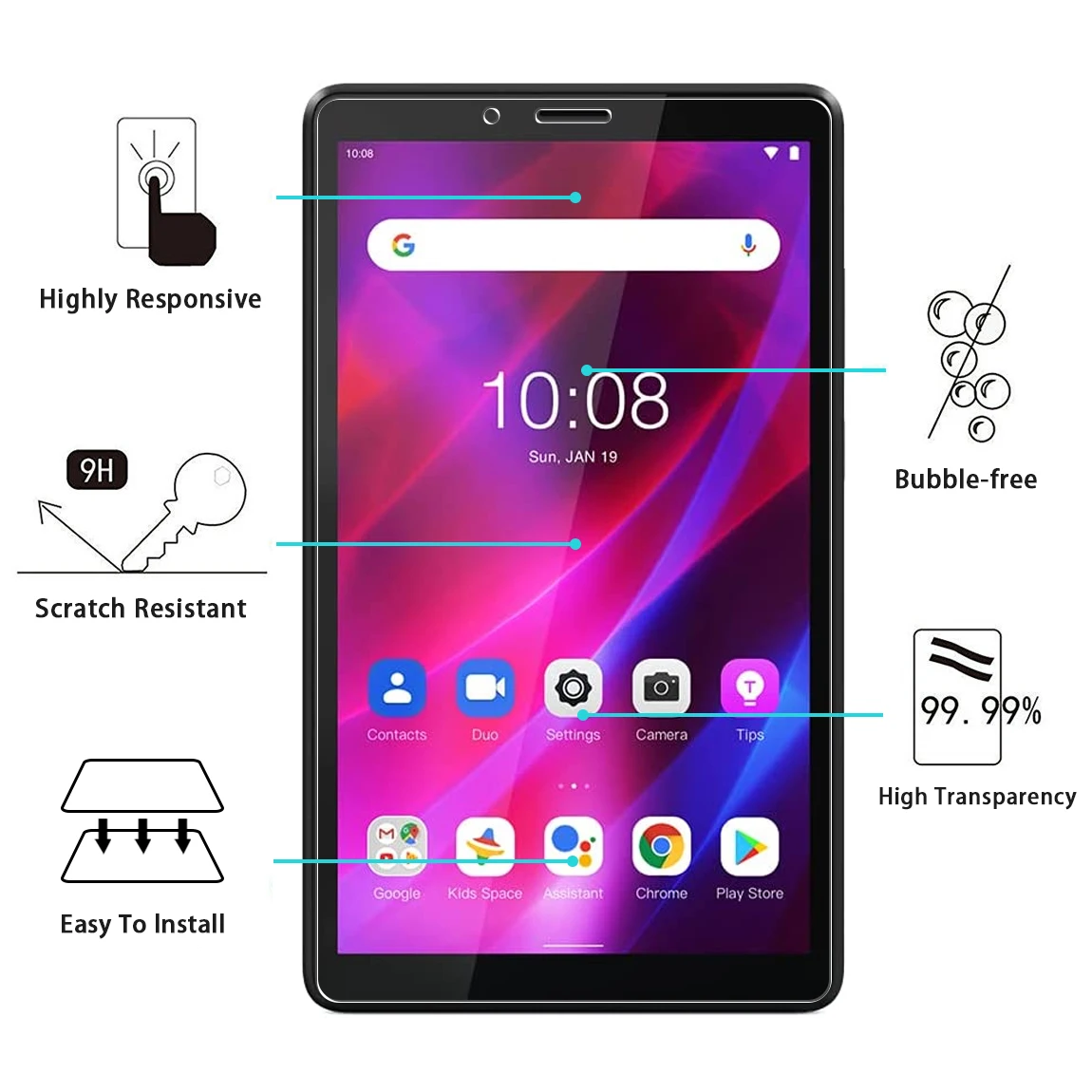 9H Tempered Glass For Lenovo Tab M7 3rd Gen TB-7306 TB-7306F 7 inch Film Tempered Glass Tablet Screen Protector Film 2