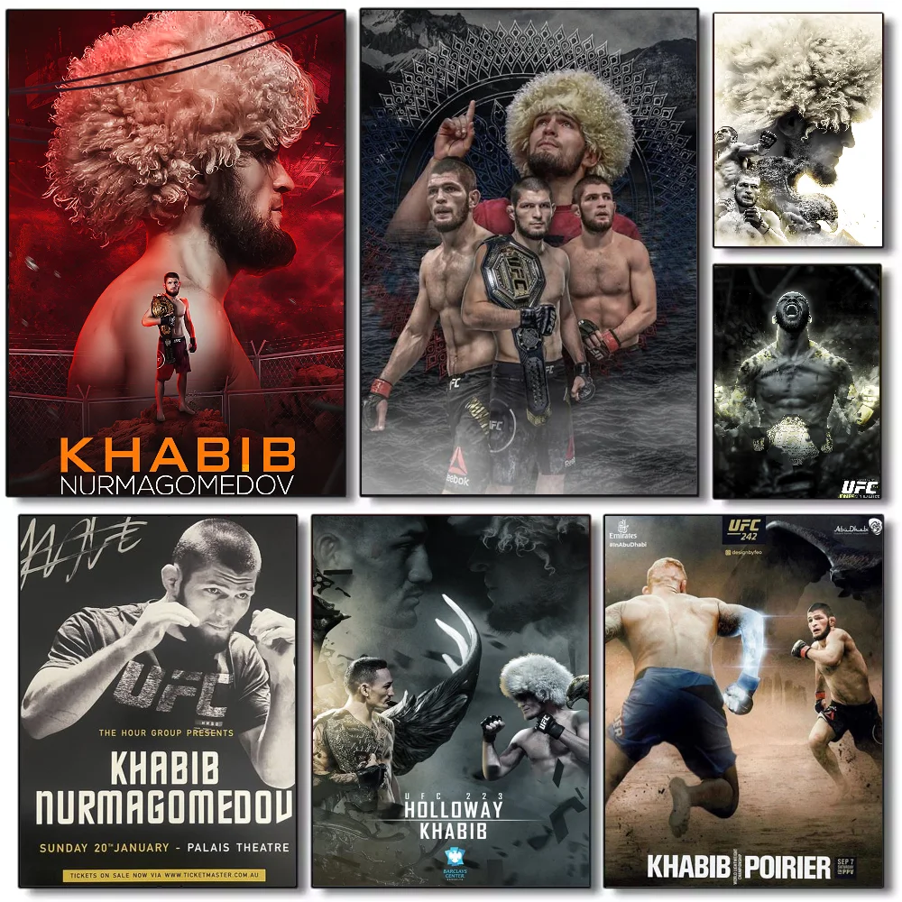 U-UFC Khabib Nurmagomedov Poster HD art sticky wall waterproof home living room bedroom bar aesthetic decoration