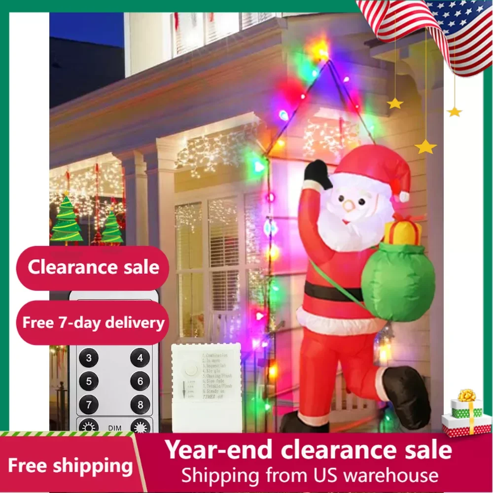 

3FT Christmas Lights Santa Climbing Led Rope Ladder for Indoor Inflatable Christmas Decoration Outdoor Timing Dimming Eve Decor