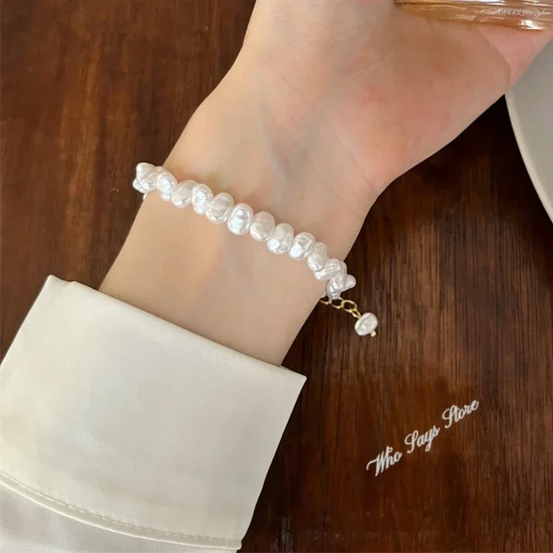 Ins Pearl Bracelet for Women Irregular Shaped Pearl Small and