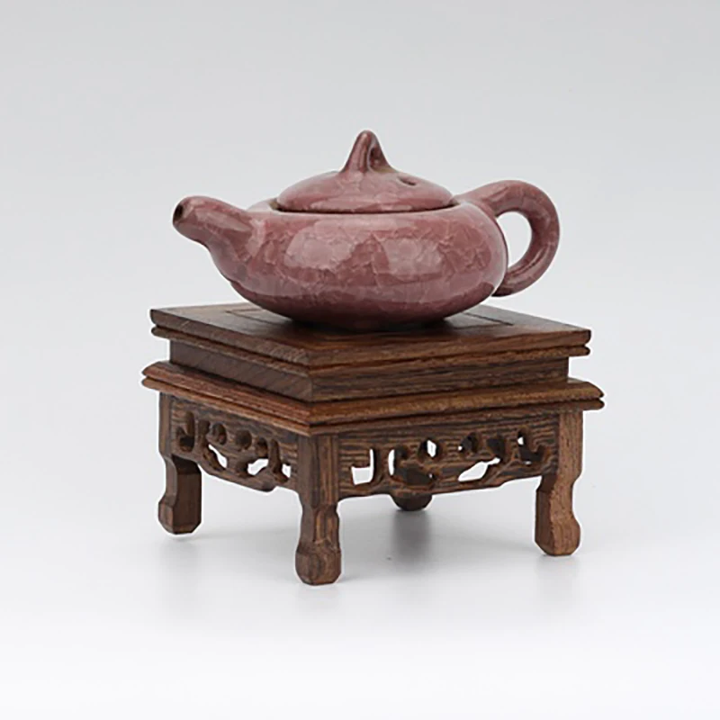 Retro Tea Table Tray, Small Square Teapot Base, Solid Wood, Bonsai Vase, Crafts Pedestal Display, Wooden Base Serving Tray