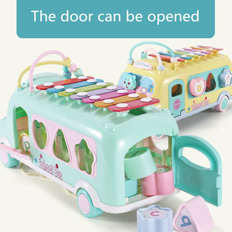 Early Education Car Toy Set Multifunctional Baby Learning Music 5 In 1 Bus Music Enlightenment Toy Child Birthday Gift For Boys 2