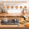 Electric Cooktop 110V - 24 Inch Countertop Electric Stove with Handles 2000W, Two Burner Ceramic Burner with LCD Touch Screen an 2