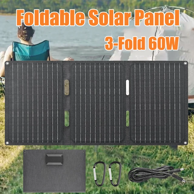 Panneau solaire pliable 60W, Portable, USB type-c, sac pliable, chargeur d'alimentation extérieur pour téléphone, randonnée, Camping, alimentations mobiles 1