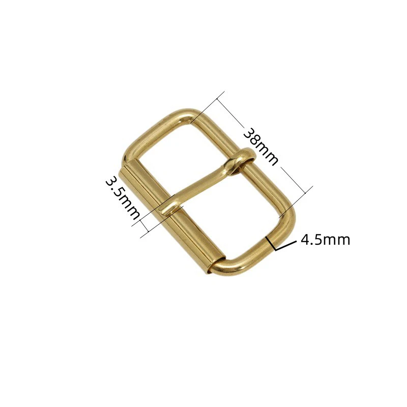 Description Picture 6 of item1 piece Brass Roller Buckle Heel Bar Buckle Adjustable Square Ring Pin buckle for Leather Craft Bag parts Strap Accessories
