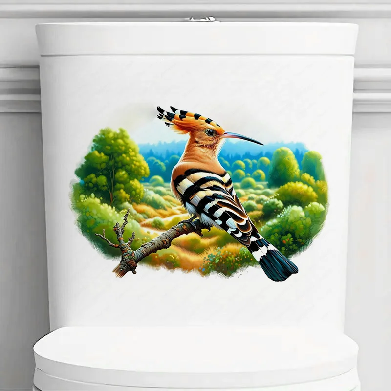 QT612# Hoopoe Bird Wall Stickers Toilet Seat Stickers Bedroom Entrance Living Room Porch Home Decoration Wall Stickers
