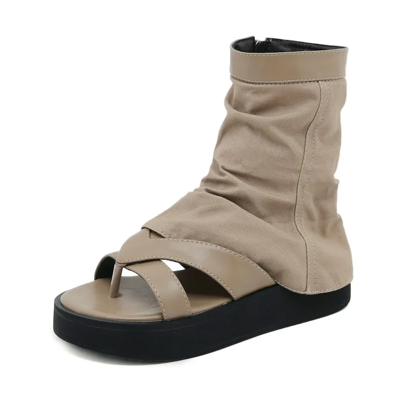 

Open Toe Wedges Sandals Women Summer Shoes Clip Toe Platform Zipper Sandals