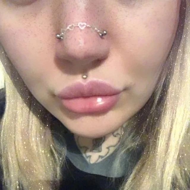 double nose chain piercing