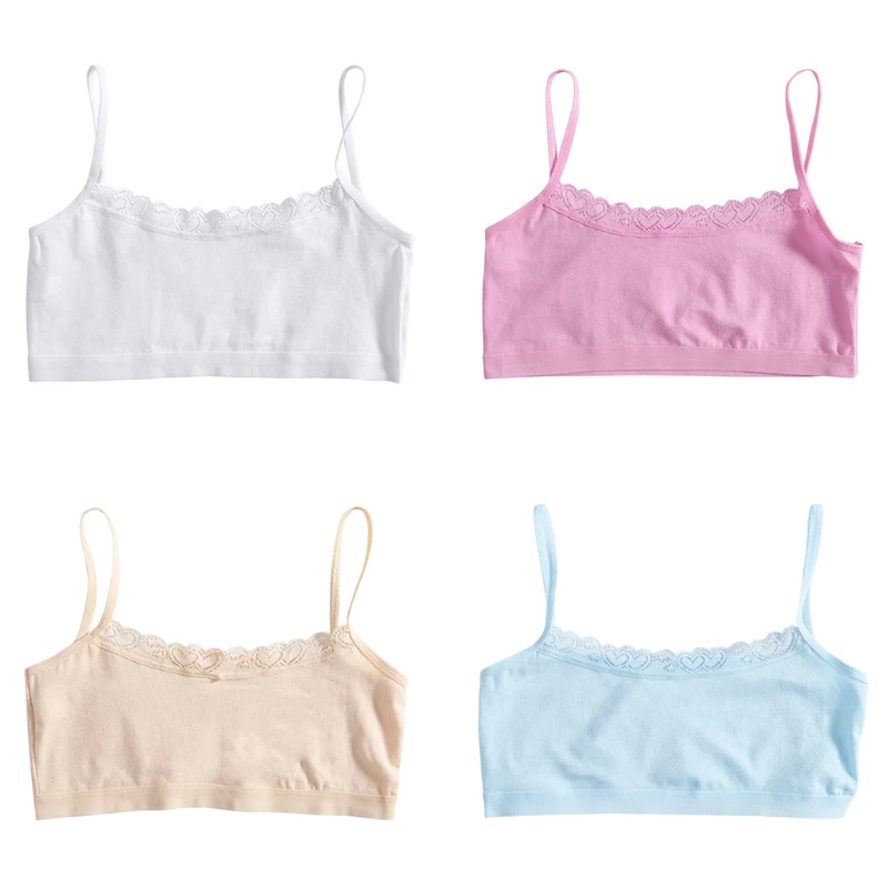 

Training Bra for Children Underclothes Wirefree Comfort Bralette Bra 4 Colors Girls' Cotton Built-Up Stretch Sports Bra