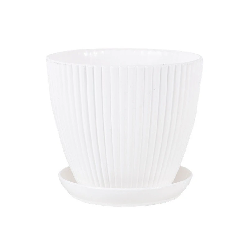 Decorative Plastic Flower and Succulent Plant Pot with Drainage Tray for Indoor and Outdoor Use