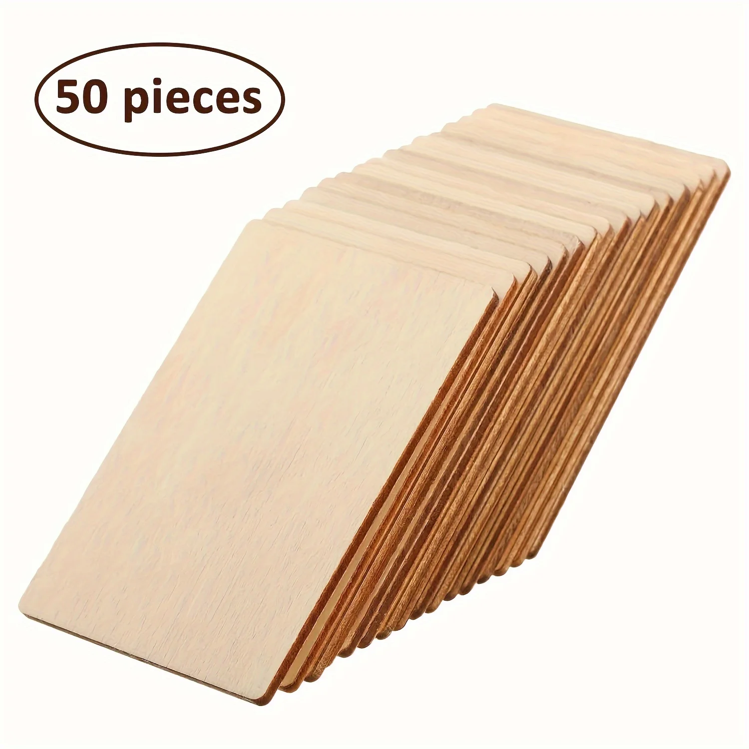 50pcs 빈 나무 사각형 나무 조각 라운드 코너 사각형 나무 컷 아웃, 2x3 인치, DIY 예술 공예 프로젝트, 장식