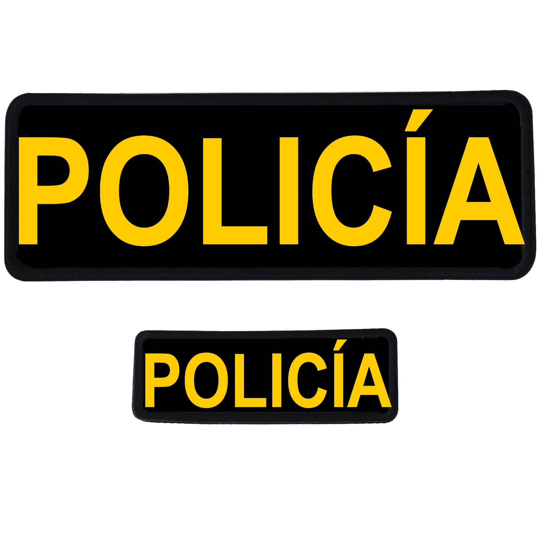 

Large Patch Set of 2 Police POLICIA Hook and Loop Backing Embroidery Applique Badges For Backpack,Armband,Clothes