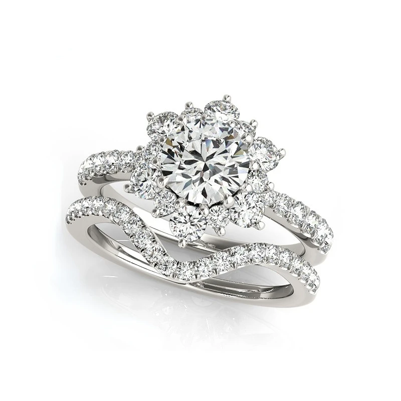 

925 Sterling Silver Ring Sets 1 Carat D Color Moissanite Wedding Ring Engagement Anniversary Gift