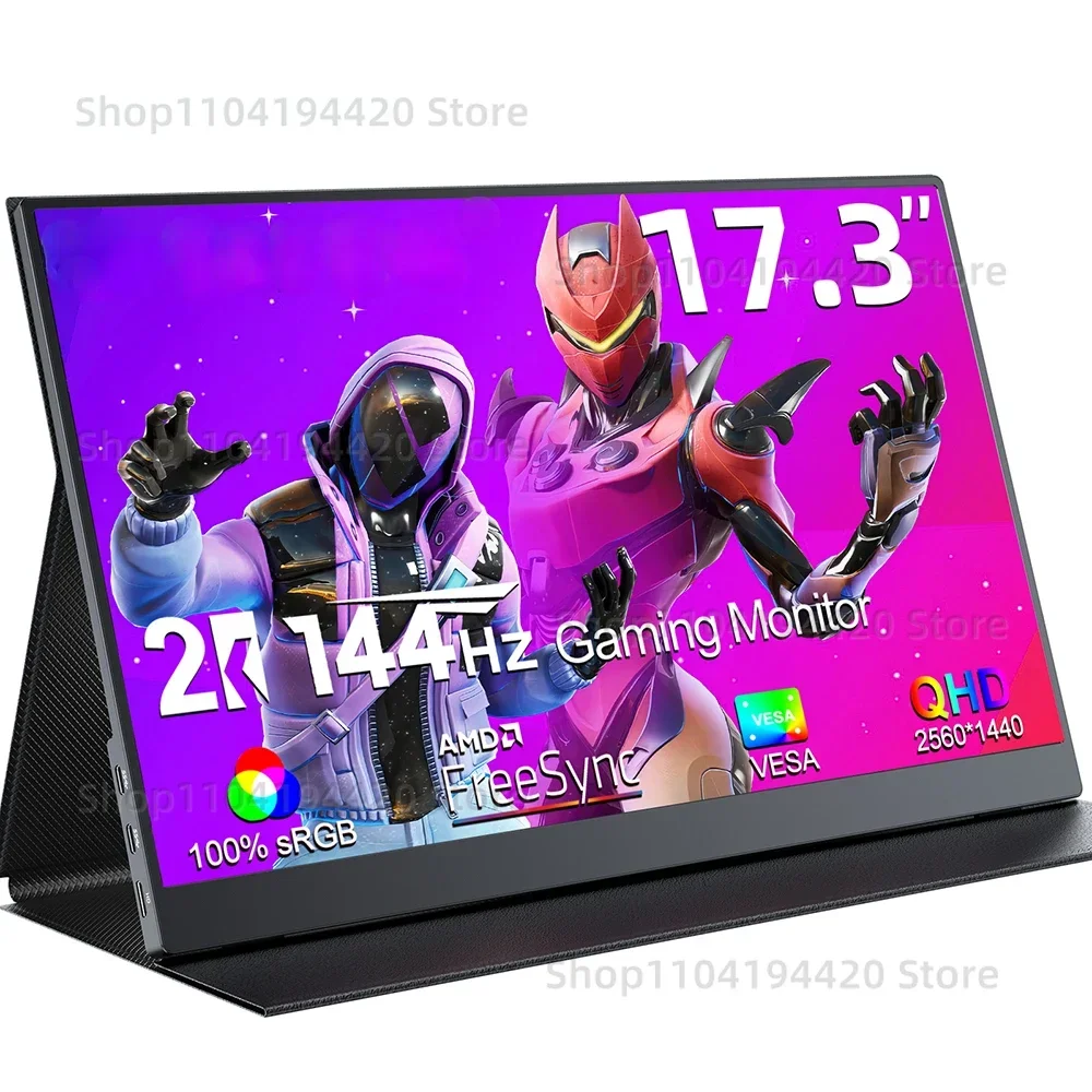 2K 144Hz Portable Monitor 17.3 Inch 2560x1440P IPS Screen For Gaming Travel Laptop Phone Game Console Steam Deck PS4/5