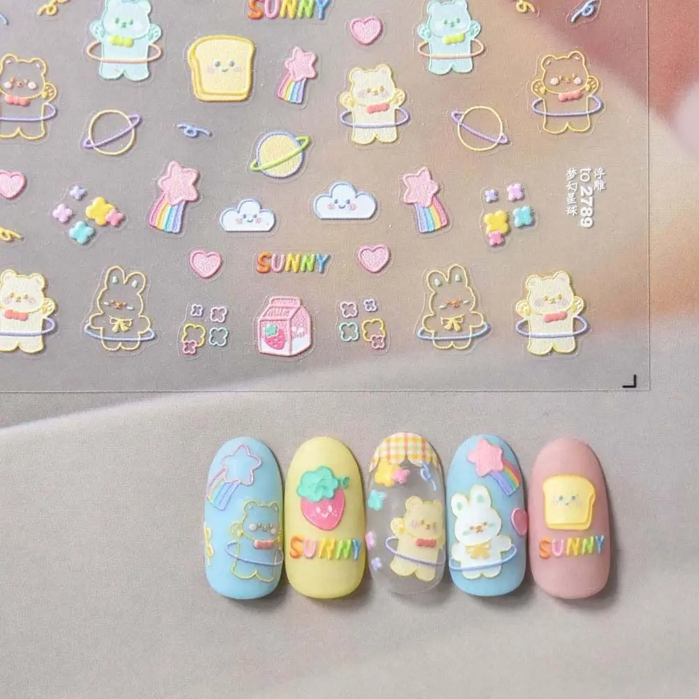 

Strawberry Fairy Bowknot Flowers Nail Decals Cartoon Nail Stickers Nail Art Decorations Rabbits Nail Stickers
