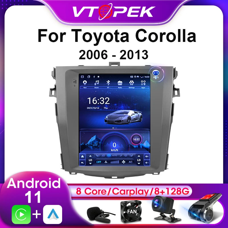 Vtopek 2din For Toyota Corolla 20062013 4g Android 11 Car Stereo Radio