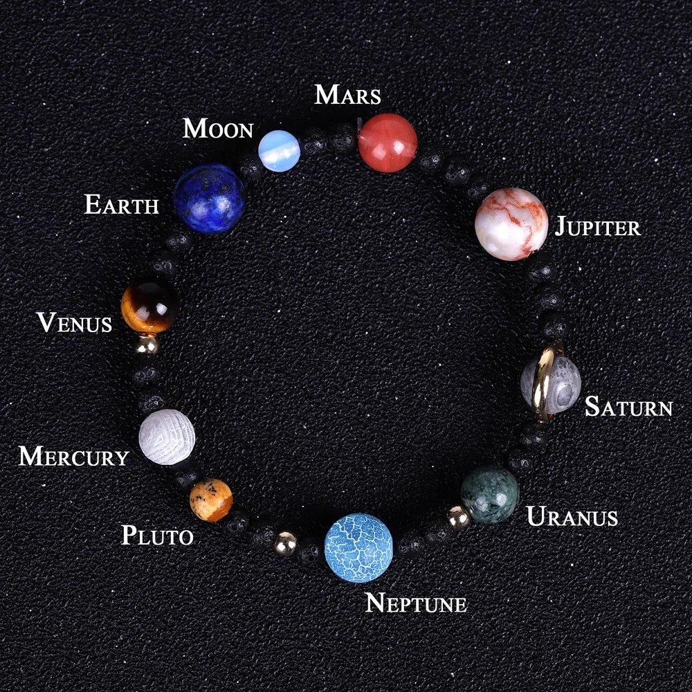 Handmade Solar System Planet Bracelet Natural Bead Wrap Bracelets Bohemian  Style | eBay