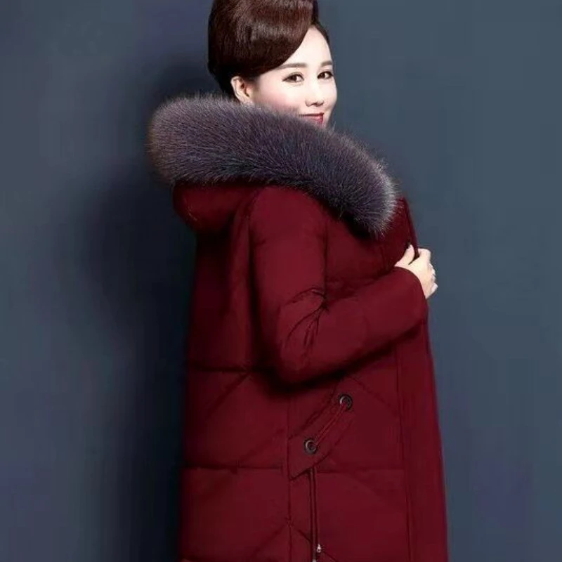 2023 New Women Down Jacket Winter Coat Female Mid-length Parkas Thicken Slim Hin Thin Outwear  Mother Dress Hooded Overcoat