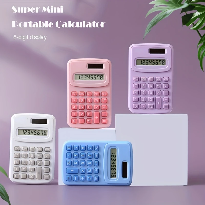 Description Picture 2 of itemSmall Solar Calculator Portable Calculator Cute 8 Digits LCD Electronic Home Office Calculator for Kid Primary School Calculator
