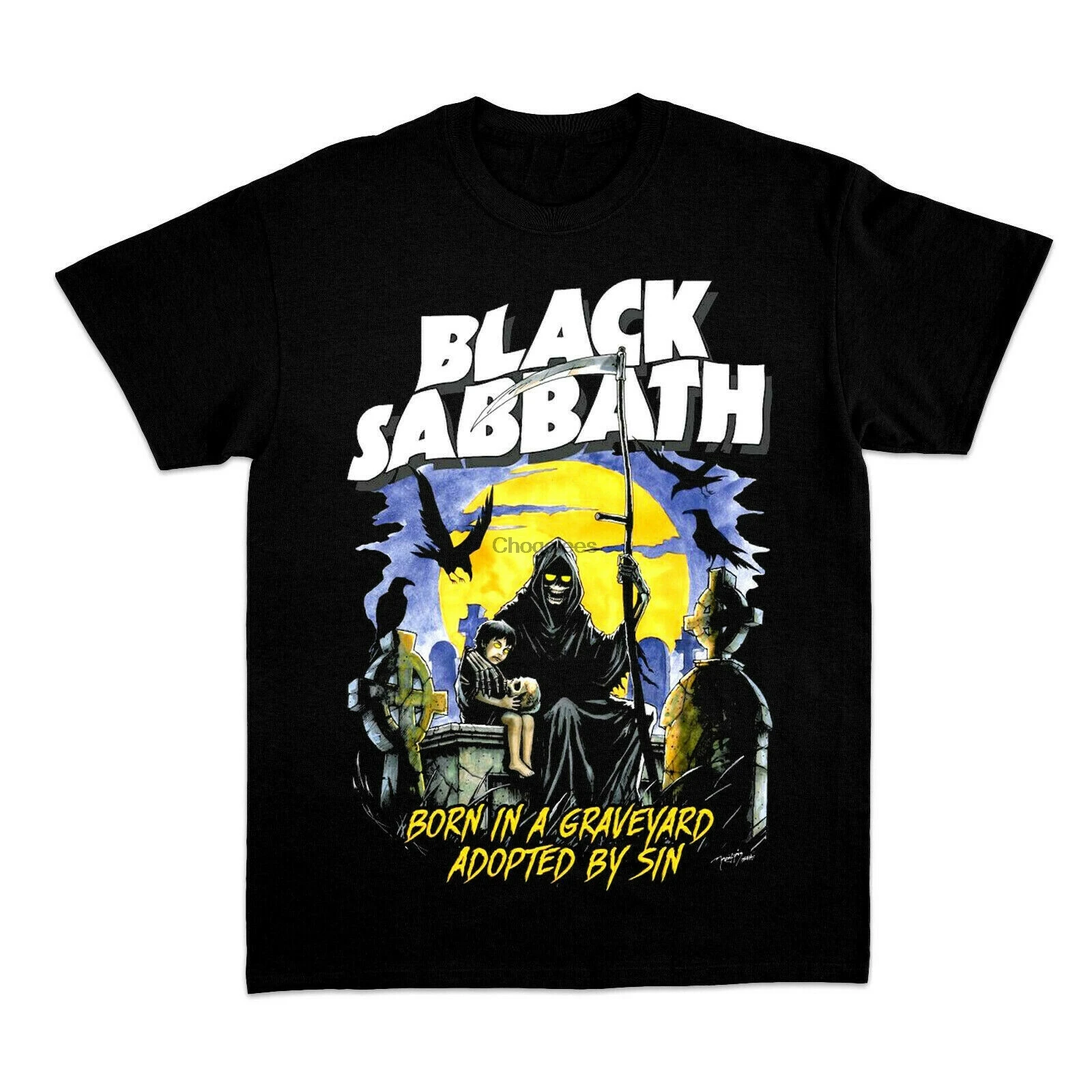 Born In A Graveyard Adopted By Sin Black Men S-4Xl T-shirt S105 |