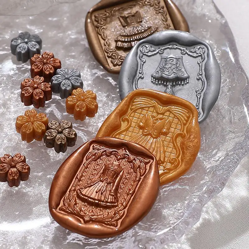 Description Picture 6 of item90pcs Mixed Color Glitter Sakura Wax Seal Stamp Beads DIY Gift Envelope Wedding Invitation Ancient Seal Wax Stamp Making Tools