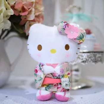 20cm Hello Kitty Plushy Dolls 4pcs/set Sanrio Plush Doll My Melody Plushy Kimono Series Soft Dolls Birthday Gifts For Children 3