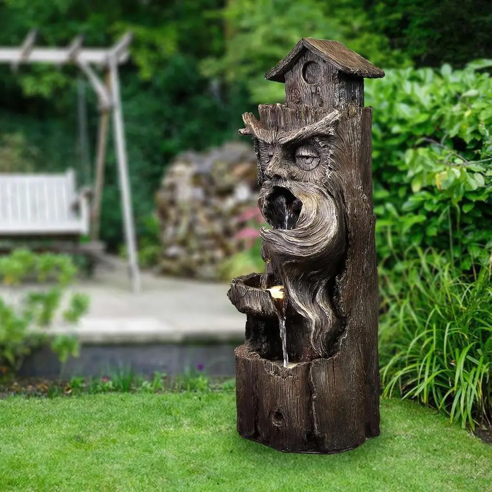 Outdoor Cascading Waterfall Tree Trunk Fountain image 6