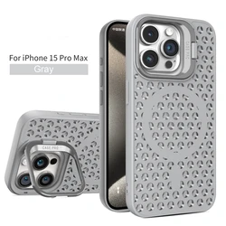 Luxury Foldable Camera Holder Case with Magsafe Charging & Heat Dissipation for iPhone 14 Plus (New Gray)
