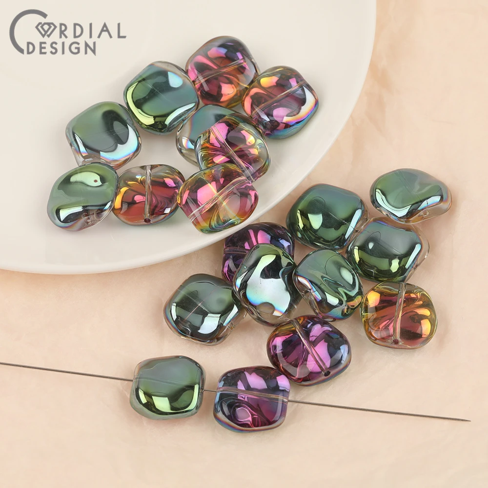 Cordial Design 17*18MM 100pcs Hand Made/DIY Glass Bead/Aurora Effect/Irregular Shape/Jewelry Findings & Components/Beads Making - cordial