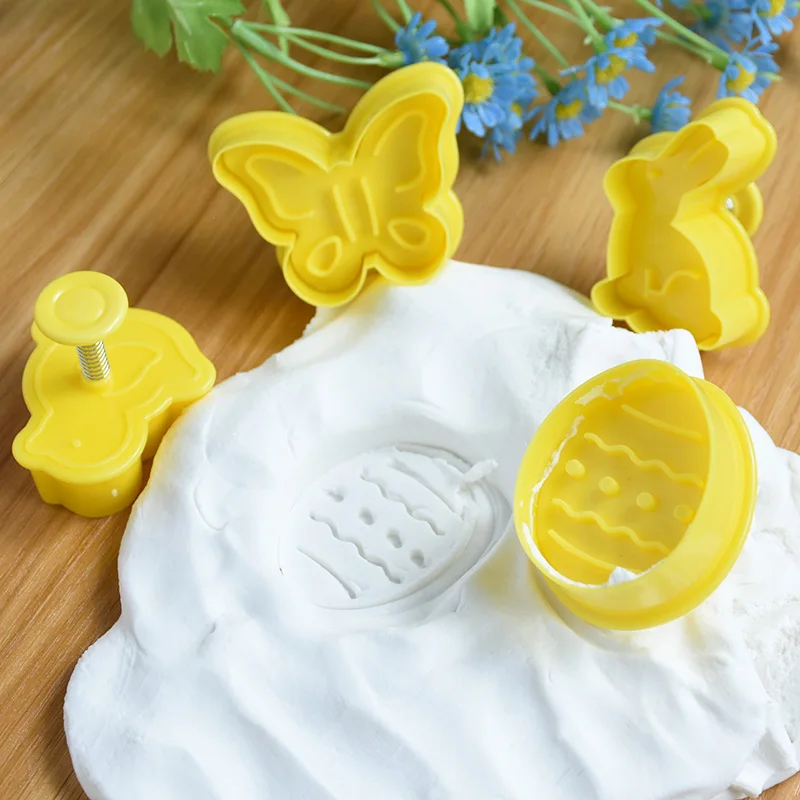 4/5Pcs Easter Bunny Cookies Cutters Mould Rabbit Egg Biscuit Stamp Mold For Spring Easter Party Decoration DIY Baking Bakeware