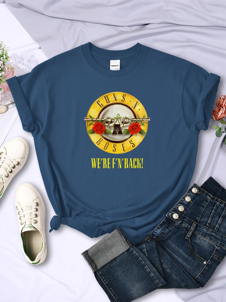 

Guns N' Roses We'Re Back Metal Rock Style Female Short Sleeve All-math Vintage Tops Summer Breathable T-Shirt Women Tee Clothing