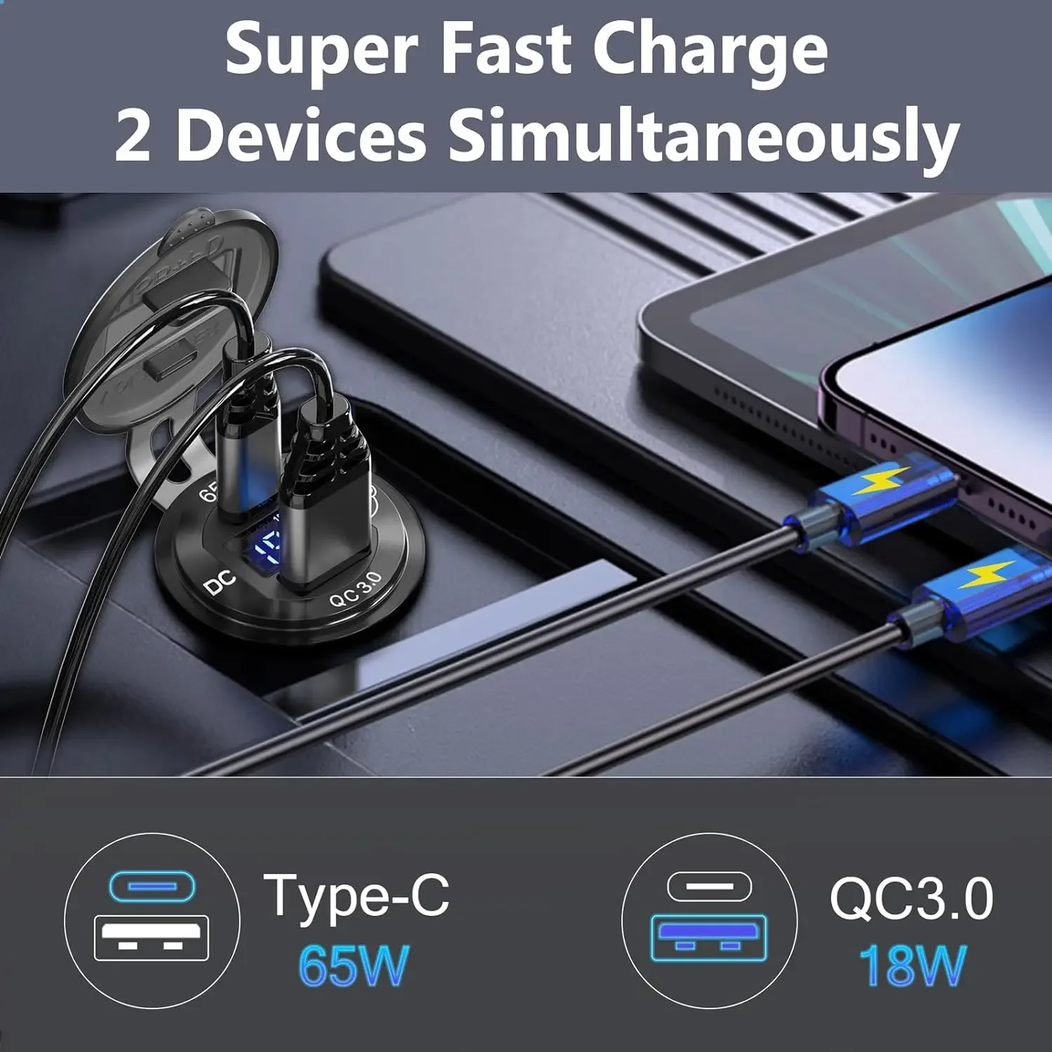 ׷̵ 12-24V USB ܼƮ, 83W   Ʈ , 65W PD  QC3.0  ,  ܼƮ   