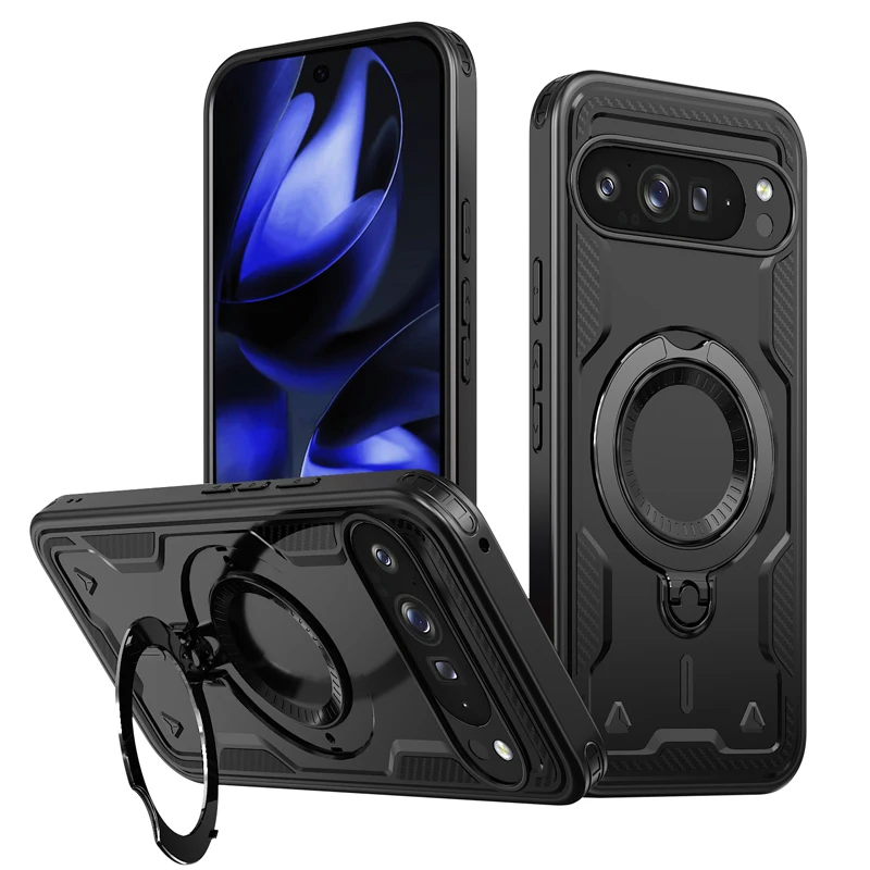 Military Drop-Proof Hard Case with 360° Adjustable Ring Stand