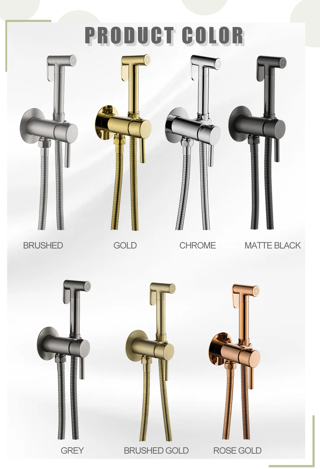 Description Picture 6 of itemBrass Round Portable Bidet Faucet Sprayer Toilet Bidet Gold Faucet Bathroom Hot and Cold Mixer Toilet Gun Set Cleaning Shower