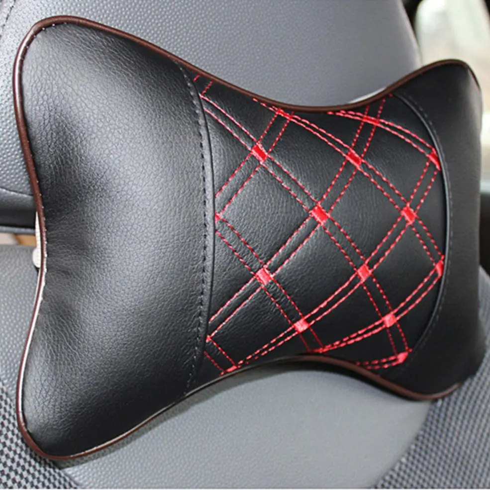 Auto Safety Car Headrest Breathe Seat Head Neck Rest Pillow Universal Fit For All Vehicles PU & Cloth
