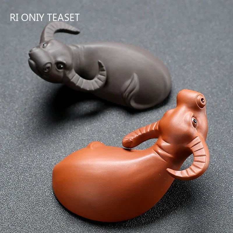 Clay Tea Pet Ornaments Lying Cow Statue