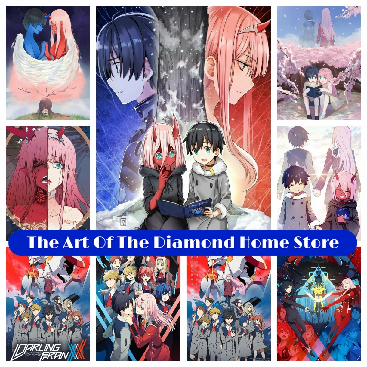 

5D DIY AB Diamond Painting Zero Two DARLING In The FRANXX Anime Diamond Embroidery Mosaic Picture Of Rhinestones Home Decor