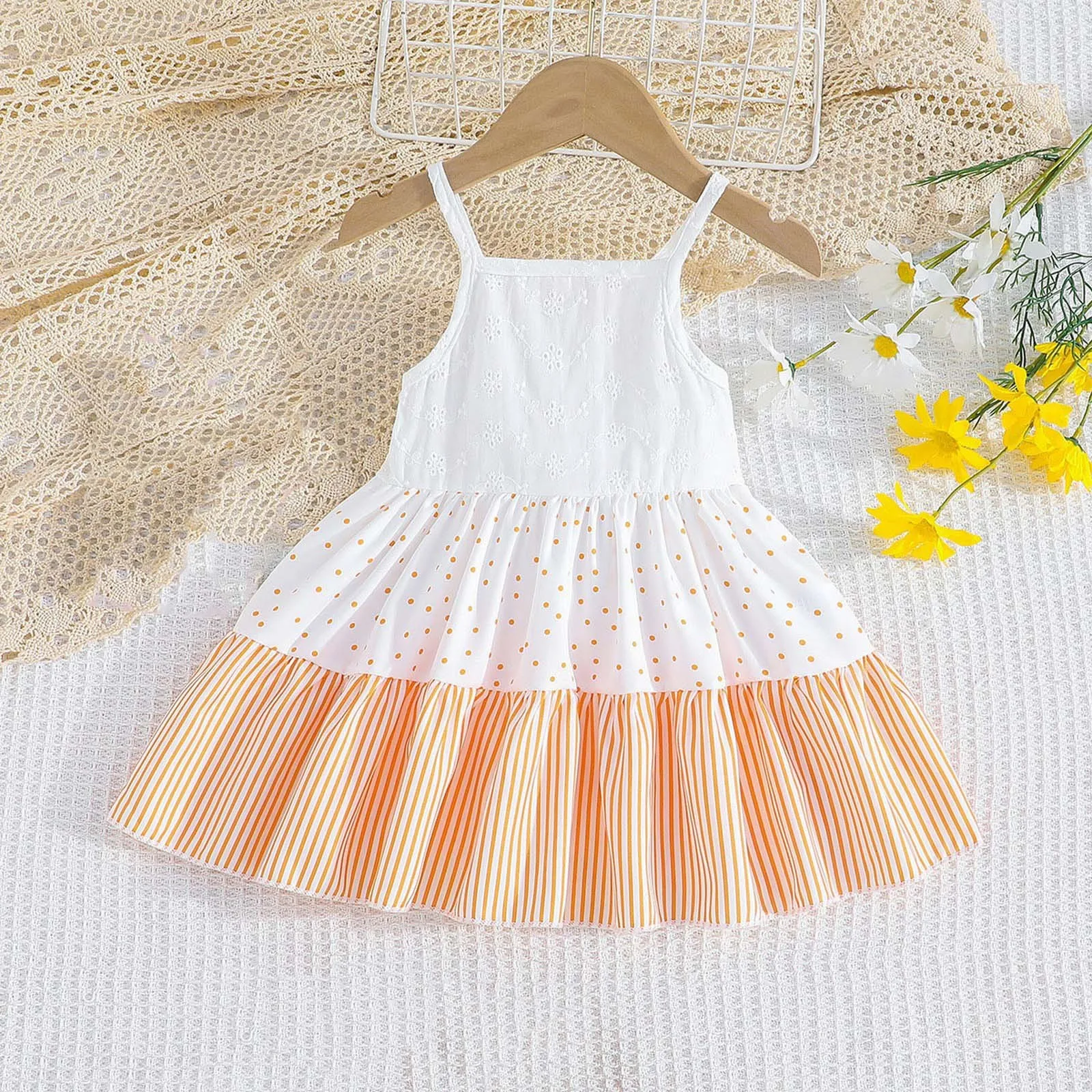 

Toddler Girls Patchwork Dress Kids Baby Summer Casual Boho Spaghetti Strap Sundress Party Sleeveless Princess Dress Vestidos New